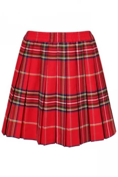 Junior Tartan Box Pleat Skirt red